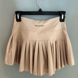 Goldhinge Beige Women’s Pleated Mini Skirt